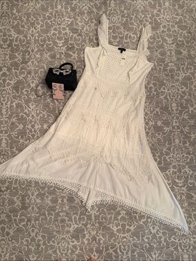 Women’s White Eyelet Asymmetrical Sundress